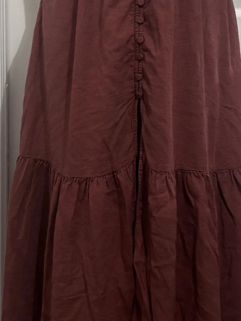 Abercrombie & Fitch Rust Tiered Deep V Maxi Dress - Picture 9 of 10